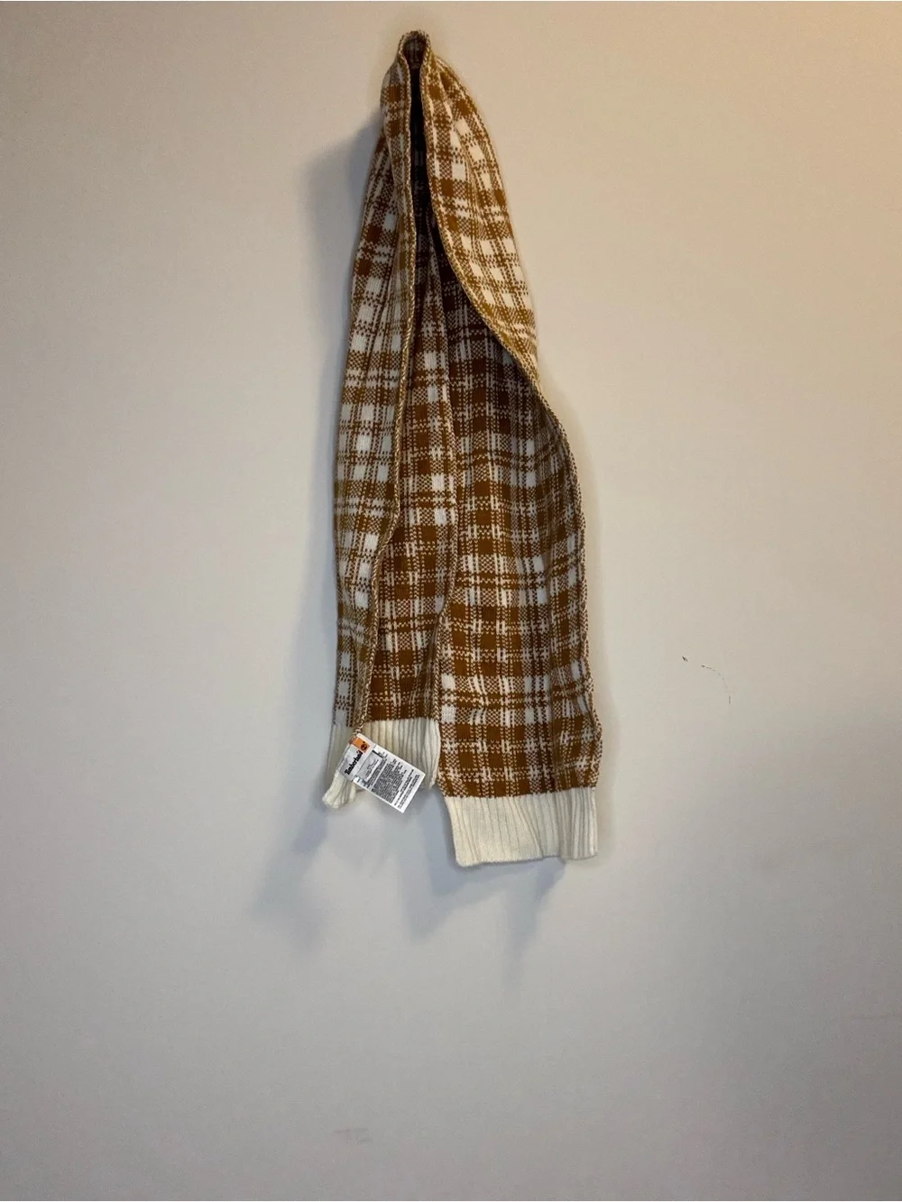 Plaid knit scarf  in Brown and Cream